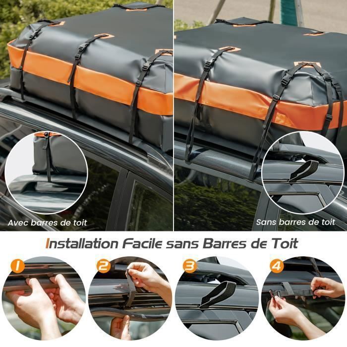 Cofre de techo para coche COSTWAY de 600 litros, impermeable, con 10 correas y 6 ganchos, alfombrilla antideslizante y bolsa de almacenamiento. Compatible con todos los vehículos.