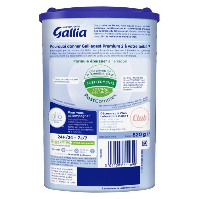 Leite Gallia Galligest Premium de 2ª Idade 820g
