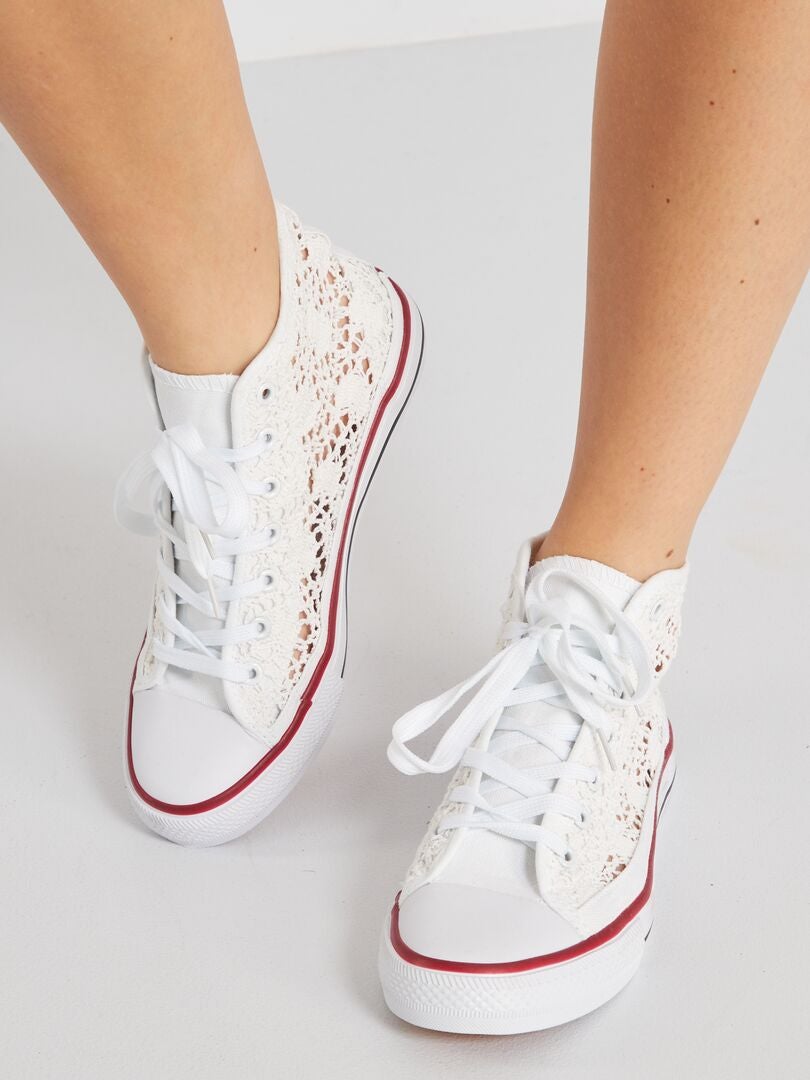 Zapatillas altas de macramé - blancas