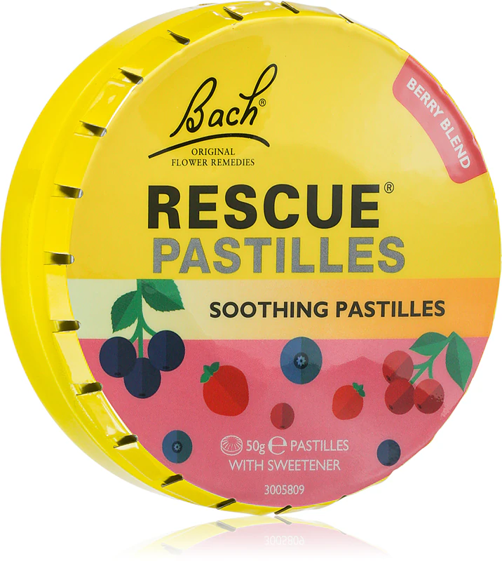 Pastilhas RESCUE® dos Florais de Bach®, suplemento alimentar com extrato vegetal.