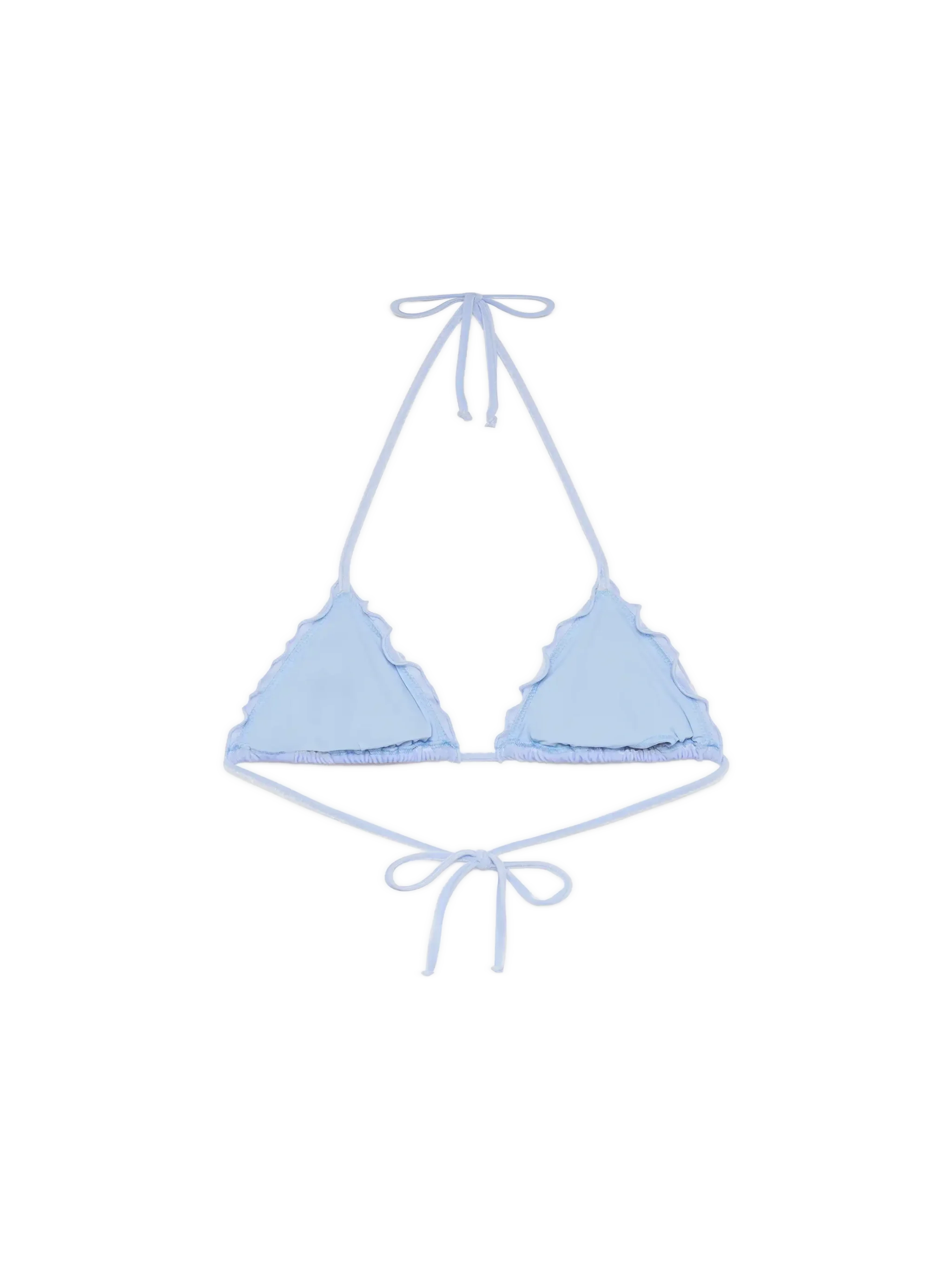 Top triangular clásico Sagitario en terciopelo azul claro.