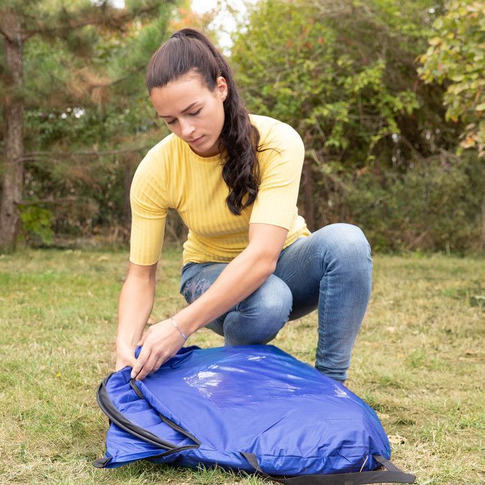 Tenda doccia da campeggio a scomparsa Relaxdays, AxLxP: 190 x 120 x 120 cm, spogliatoio, impermeabile, compatta, protezione UV 50+, blu