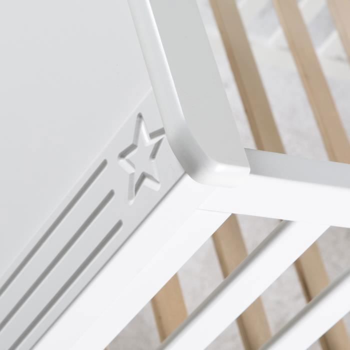 Cuna convertible ROBA Maxi de altura regulable - 70x140 cm - Madera blanca