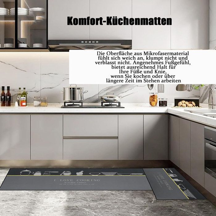 Ensembles de tapis de cuisine antidérapants lavables, ensemble de 2 tapis de cuisine, tapis de sol 50x80 + 50x120 cm