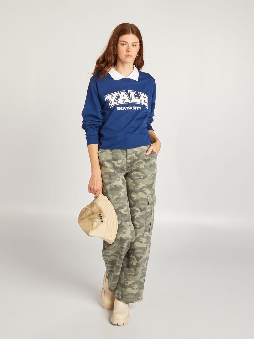 Moletom 'Yale' em tecido fleece - azul marinho
