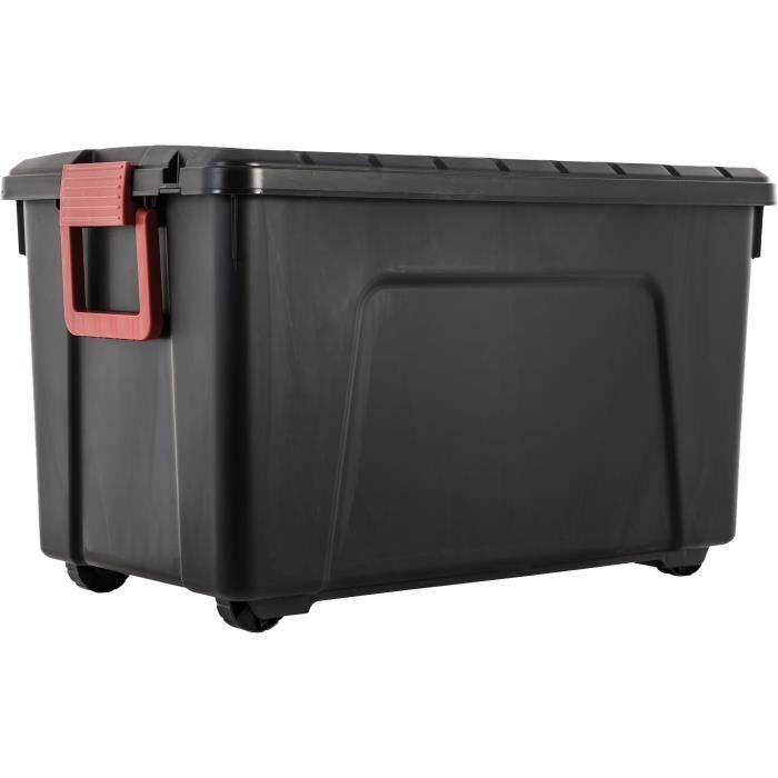 IRIS OHYAMA Juego de 2 cajas de almacenamiento DIY - Store It All - 110 L - Negro y rojo - 75 x 44,5 x 44,5 cm