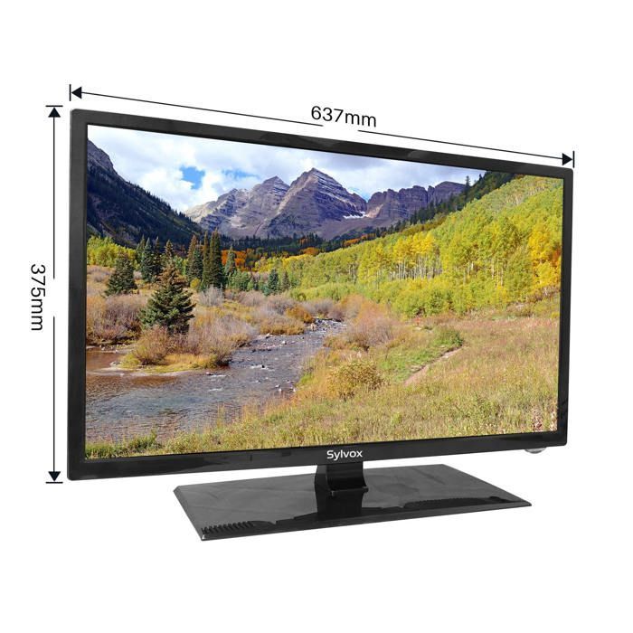 SYLVOX-TV da 27” (69 cm) 12V - Smart Android TV - 1080P - Riproduzione DVD integrata - 3 sintonizzatori - Vibrazione risolutiva - Chromecast - Assistente Google - Wi-Fi - 2 HDMI