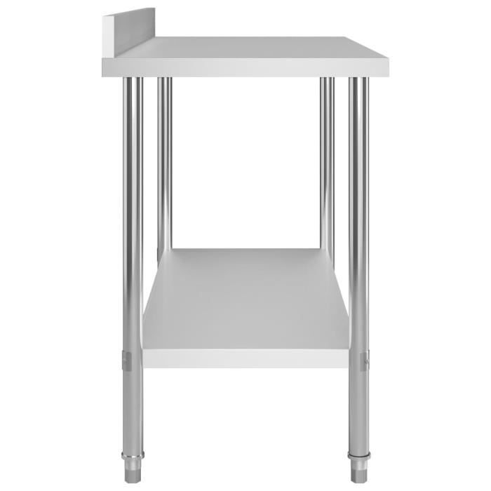 Table de travail de cuisine - Inox - 120x60x93 cm - Dosseret - Pieds réglables