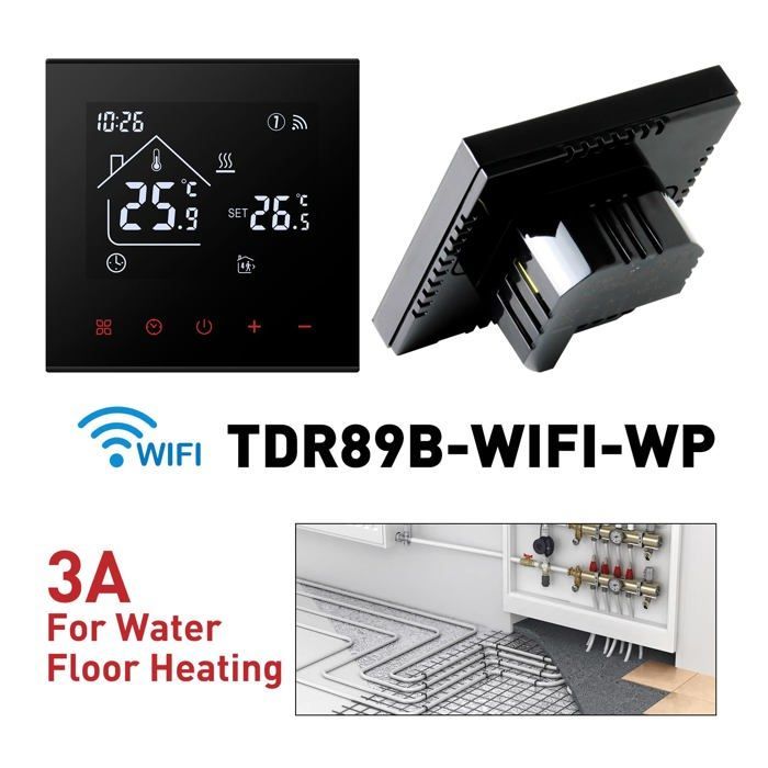 Termostato intelligente Wi-Fi AIMOONSA per riscaldamento a pavimento – Programmabile, compatibile con Alexa/Google, 3A, nero
