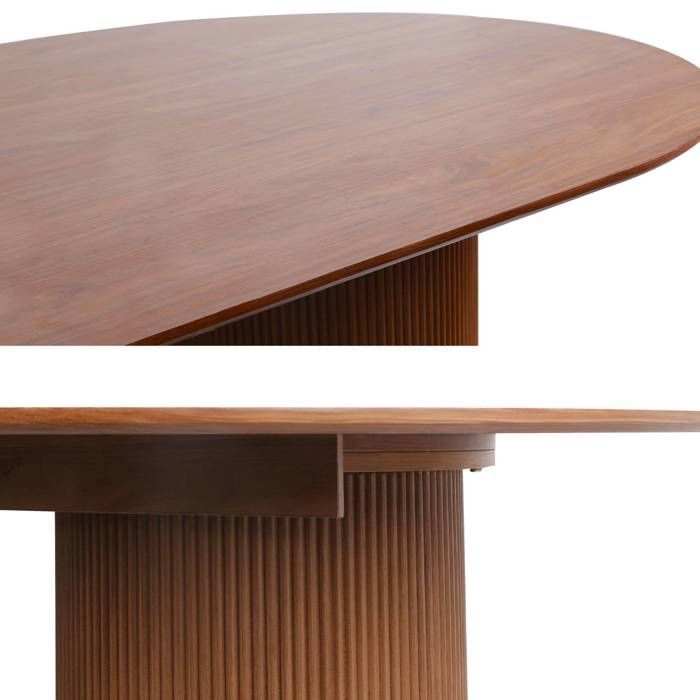 Mesa de comedor rectangular FARO con decoración de madera tallada, con capacidad para 4-6 personas.