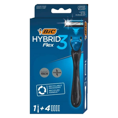 Bic Pack Hybrid Flex 3-pakning engangsblader med håndtak 1 enhet 1 enhet