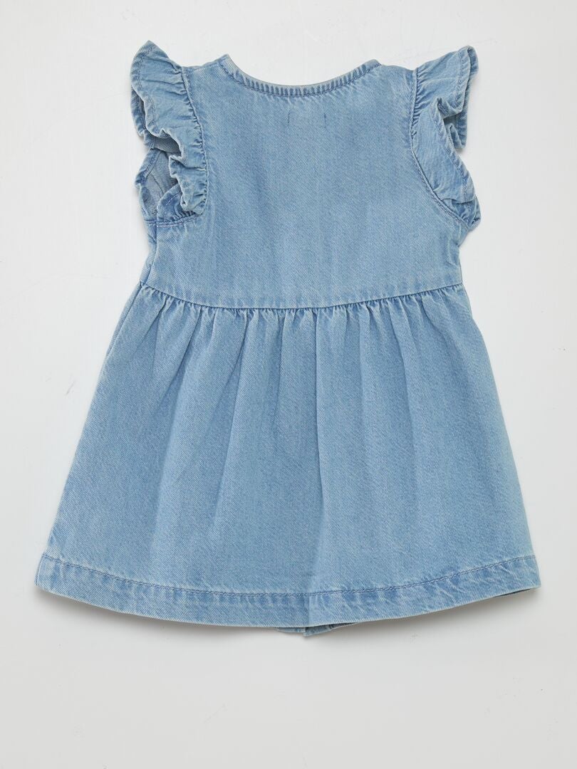 Vestido evasê com babados - AZUL