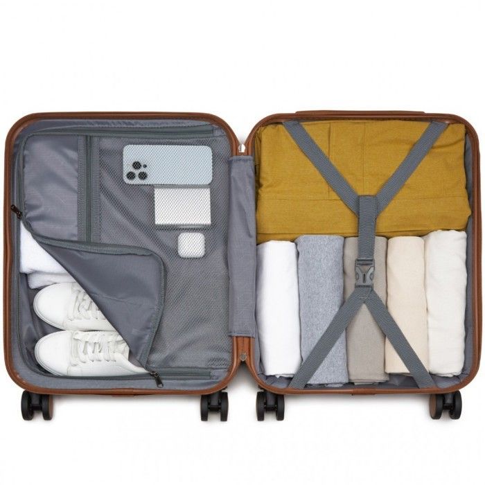 Kono 5-teiliges Reisekoffer-Set (55/66/76 cm) mit 4 Rollen und Schloss + faltbare Reisetasche mit Kosmetiktasche, Grün