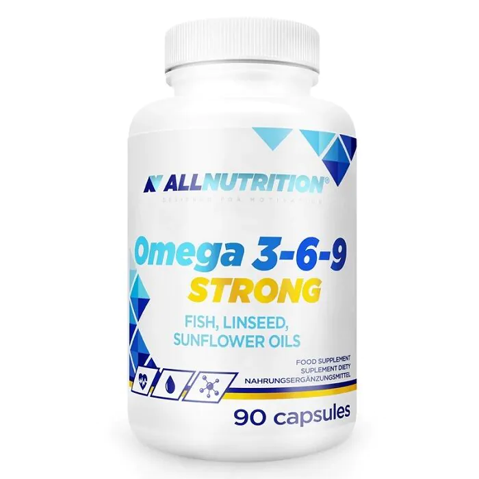 Allnutrition Omega 3-6-9 Strong, Oleju rybi, z siemienia lnianego i słonecznikowy, Kapsułki