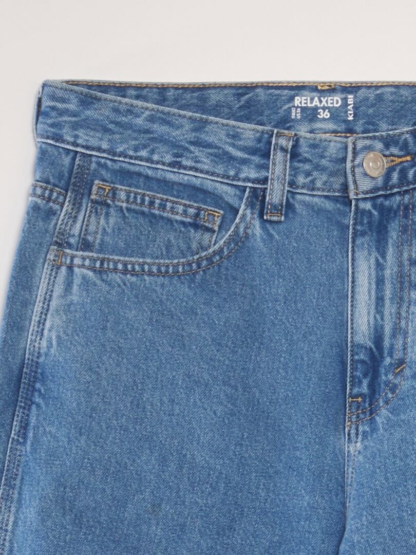 Calça jeans de carpinteiro com modelagem relaxada - AZUL