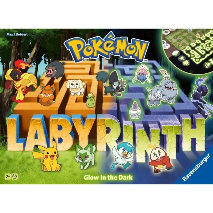Pokémon Laberinto, Juego de mesa clásico, Brilla en la oscuridad, Para niños y familias, A partir de 7 años, 22705, Ravensburger