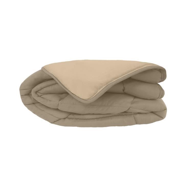 CALGARY – Warme Mikrofaser-Bettdecke 400 g/m² – Taupe & Leinen 240 x 260 cm