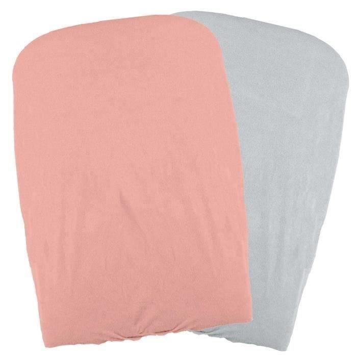 Juego de 2 fundas para cambiador DOMIVA - Polialgodón - Oeko-Tex® - Melocotón/Perla - 50 x 75 cm