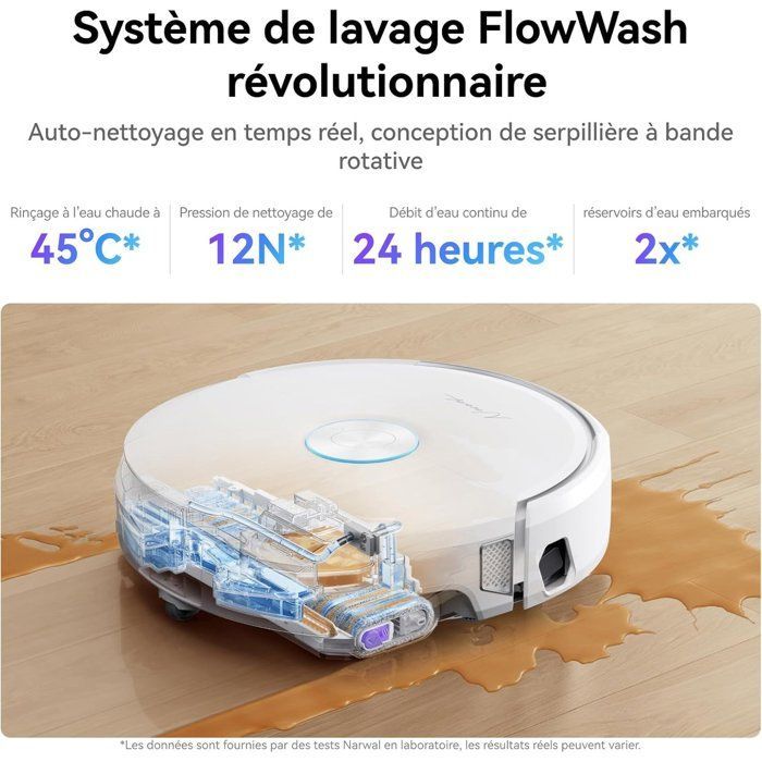 NARWAL FLOW - Robot aspirapolvere e lavapavimenti con stazione di ricarica - 22.000 Pa - DualFlow Anti-Tangling Pet Hair - Sistema di lavaggio FlowWash