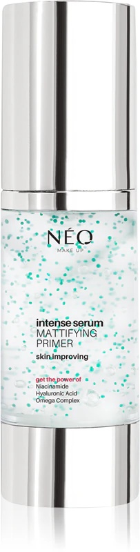 NEO MAKE UP Intense Serum Mattifying Primer matinį atspalvį suteikiantis makiažo pagrindas lygina odą ir mažina poras.