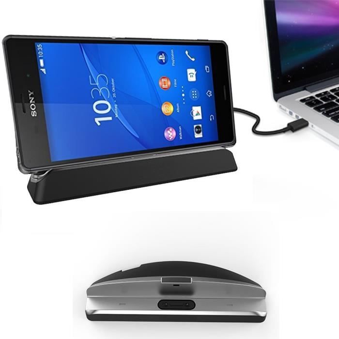 Sony Xperia Z3 Latausasema - Telakointiasema - Musta - XEPTIO - USB-liitin