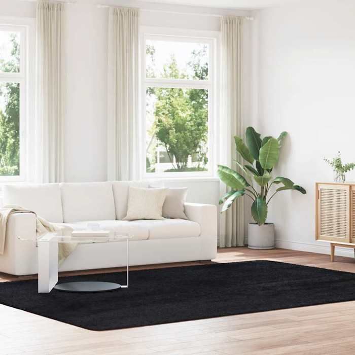 vidaXL Shaggy Rug, Long Pile, Black, 240x340 cm, Polyester, Rug, Bedroom Rug, Modern Rug, Living Room Rug, Rug 4102854
