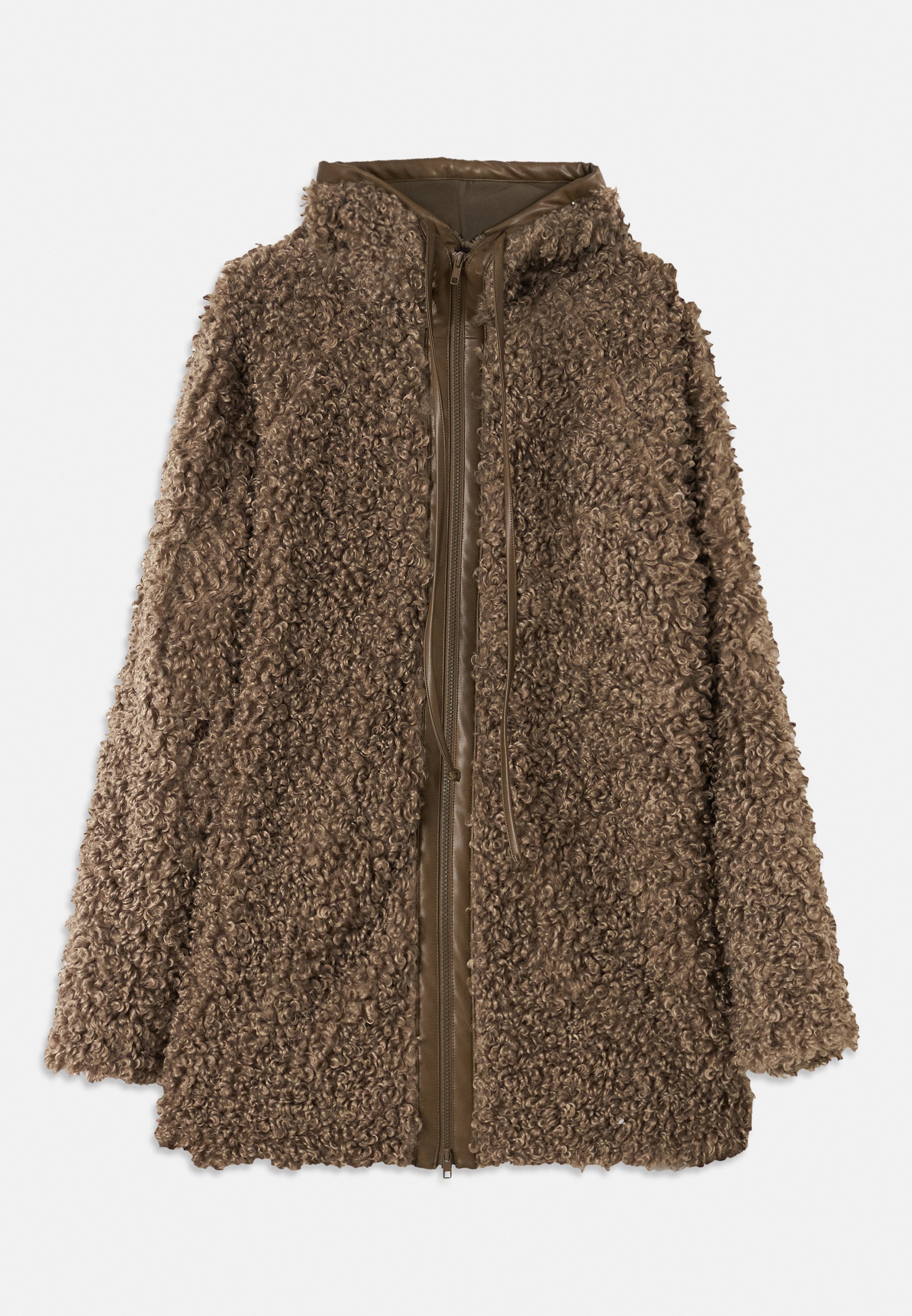 Norma Kamali OVERSIZED JAS MET MOUWEN, RITS AAN DE VOORKANT EN CAPUCHON - Winterjas - bark