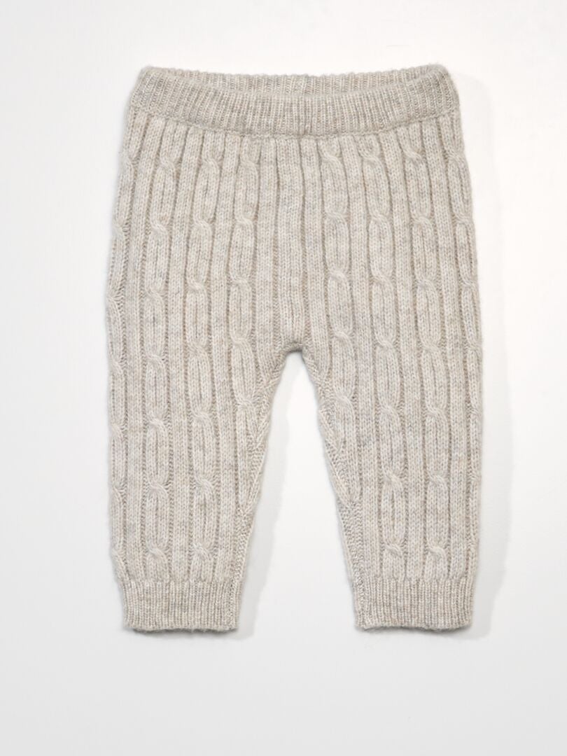 Grof gebreide broek - BEIGE