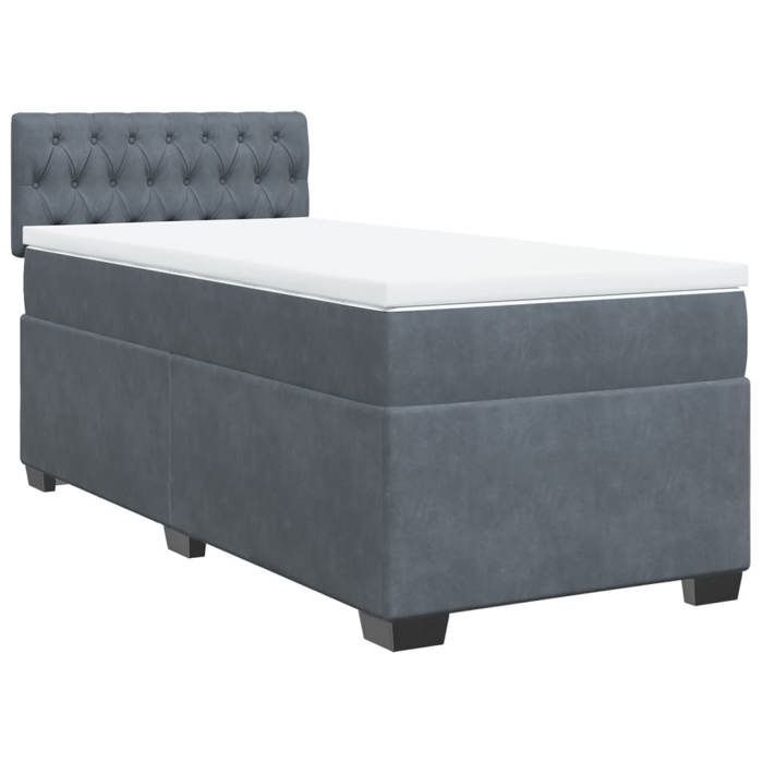 Struttura letto con materasso - Maison Exclusive - 90x200 cm - Velluto grigio scuro - Massimo relax