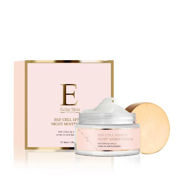Crema hidratante de noche con efecto celular EGF de Eclat Skin London, 50 ml.