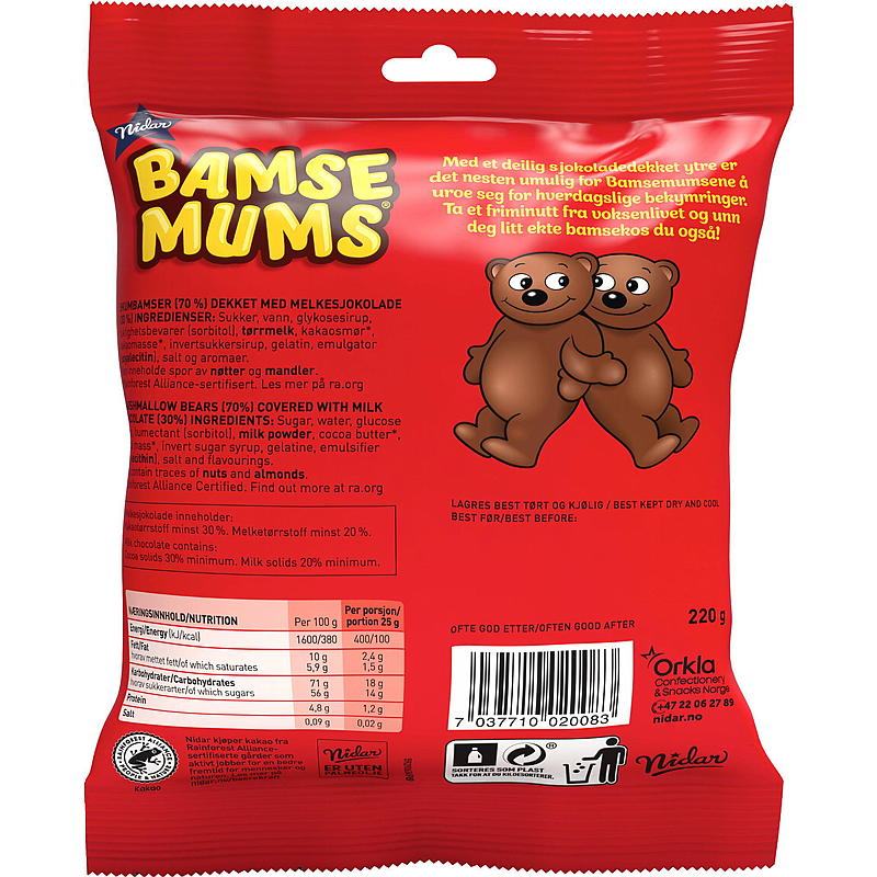 Nidar Bamsemums 220 g stora