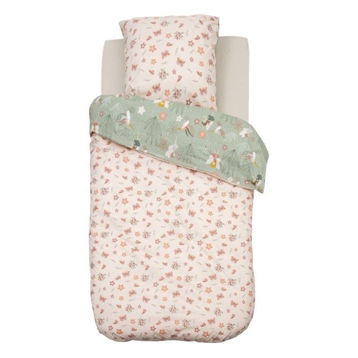 Funda nórdica infantil de 140x200 cm con diseño de hadas + funda de almohada, algodón de 57 hilos.
