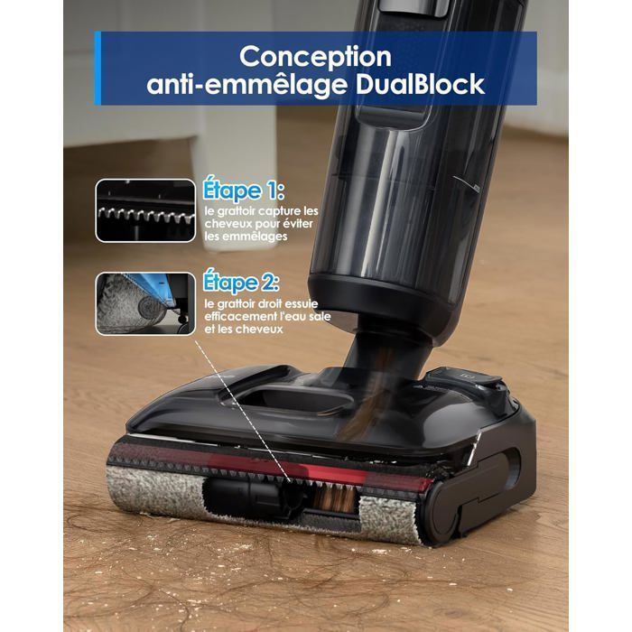 Aspirador e esfregão sem fio TINECO Floor One S7 Stretch Ultra - 21 kPa - 50 min de autonomia - Preto