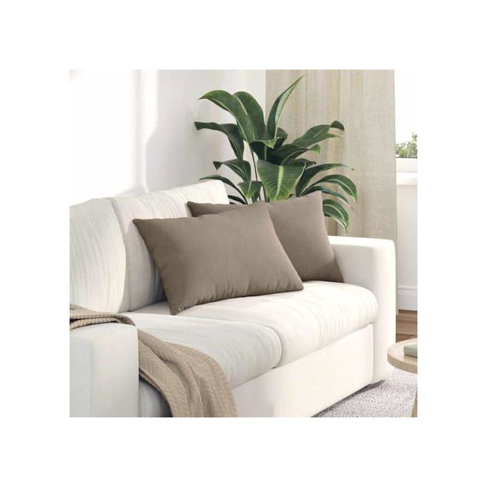 Cojines de tela para sofá - vidaXL - 60x40 cm - Color topo - Fundas extraíbles - Relleno de poliéster - Lavable a máquina