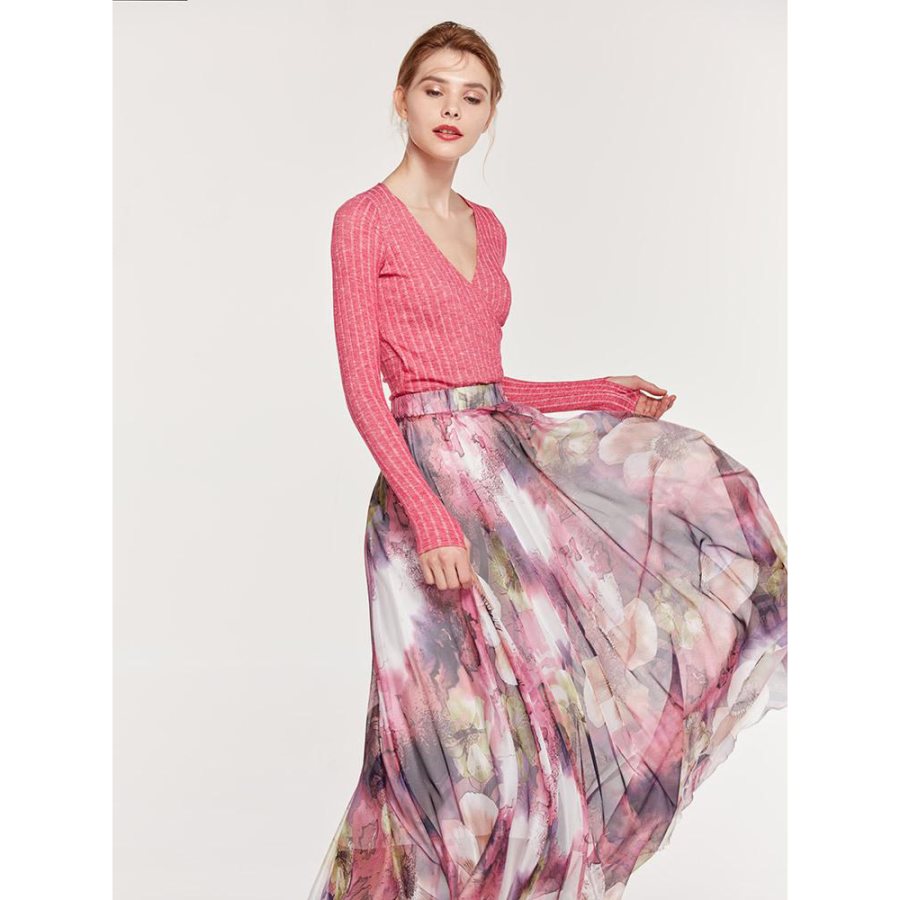 Jupes trapèze d'été 2020 pour femmes, style bohème, décontractées, en mousseline imprimée florale, style midi.