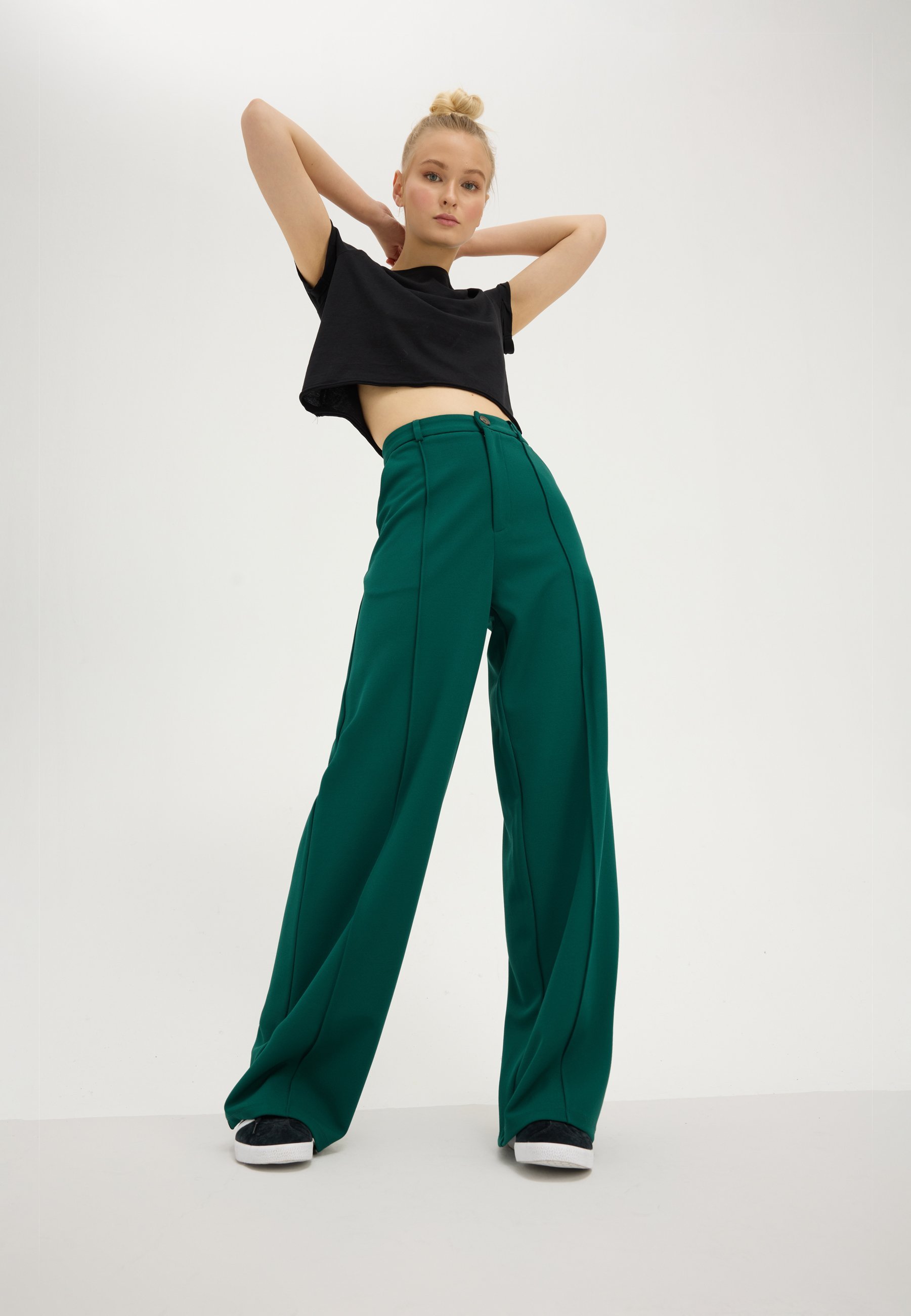 SUVE&ODD TAILORED WIDE LEG - Kalhoty - evergreen