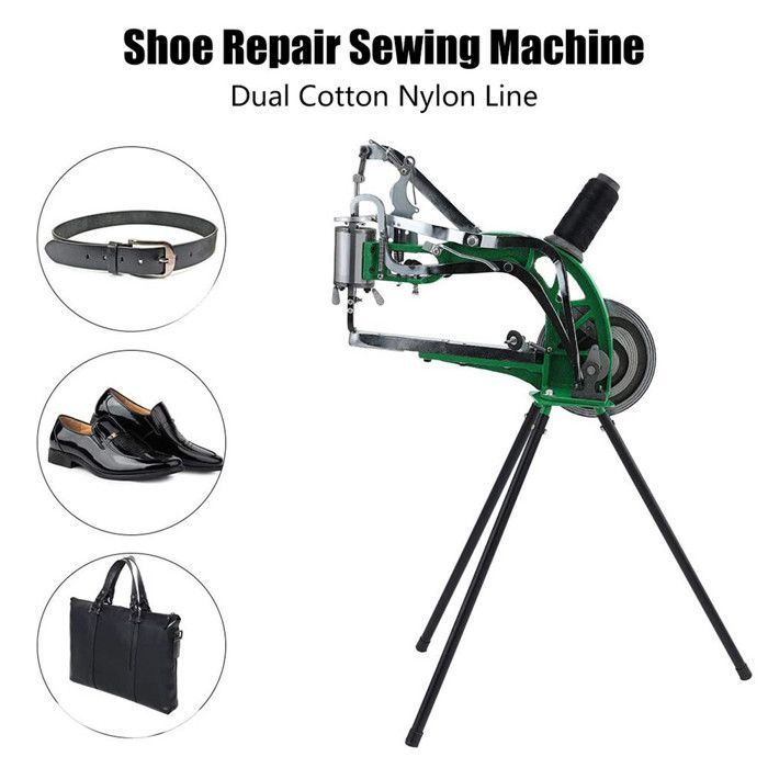 Macchina da cucire per pelle, robusta macchina portatile in metallo per la riparazione di scarpe per calzolai, riparazione manuale.