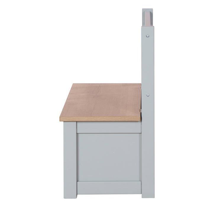 ROBA Banc Coffre à Jouets Woody pour Enfant - Meuble de Rangement en Bois 2 en 1 - Fermeture Douce - Taupe / Aspect Bois