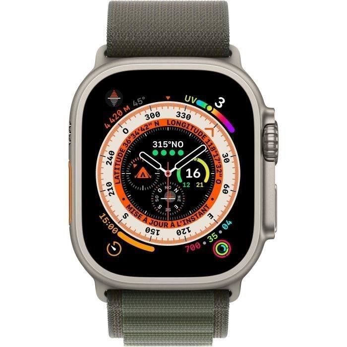 Apple Watch Ultra GPS + Cellular – 49 mm – Titan – Grünes Alpine Loop Armband – Größe S (2022) – Generalüberholt – Hervorragender Zustand
