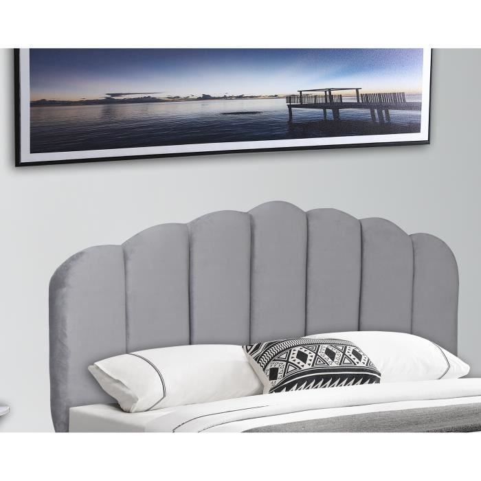 Cama KELLY Design con espacio de almacenamiento en terciopelo gris, 160 x 200 cm.