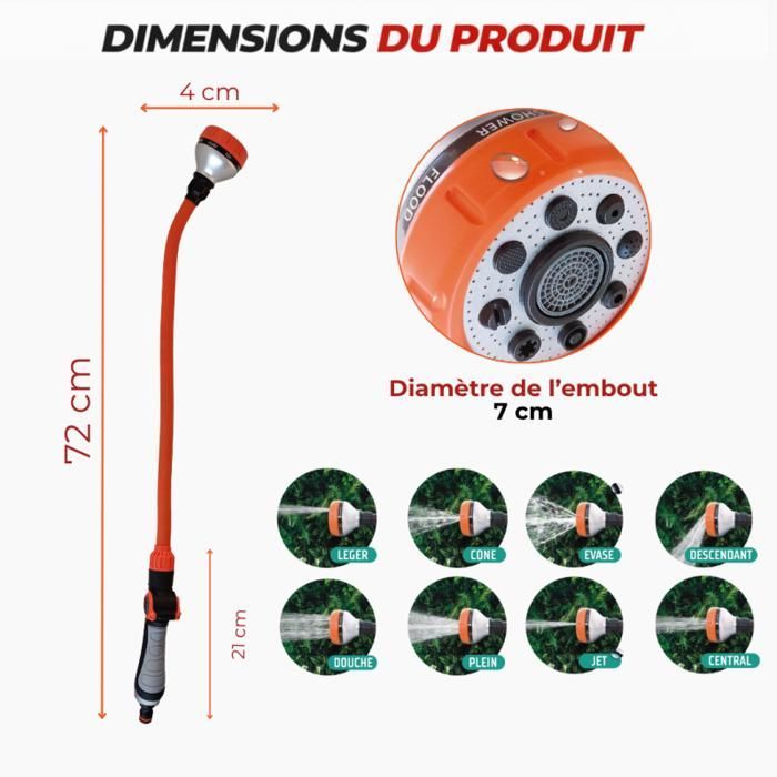 VENTEO - Lanza de riego flexible multiposición | Pistola pulverizadora multichorro, conector de manguera universal, regulador de caudal | Net
