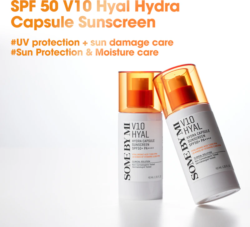 Some By Mi V10 Hyal Hydra Capsule Protetor Solar em Cápsulas para Pele Sensível e Intolerante FPS 50+