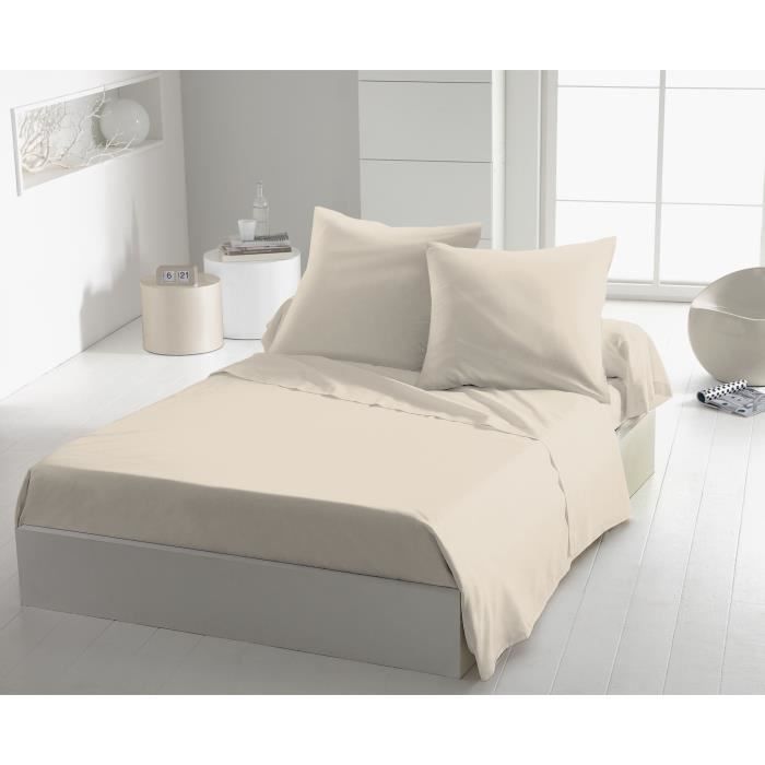 Sábana plana - HOME LINGE PASSION - HP72097 - 82 g microfibra - 240 x 300 cm - Beige marfil