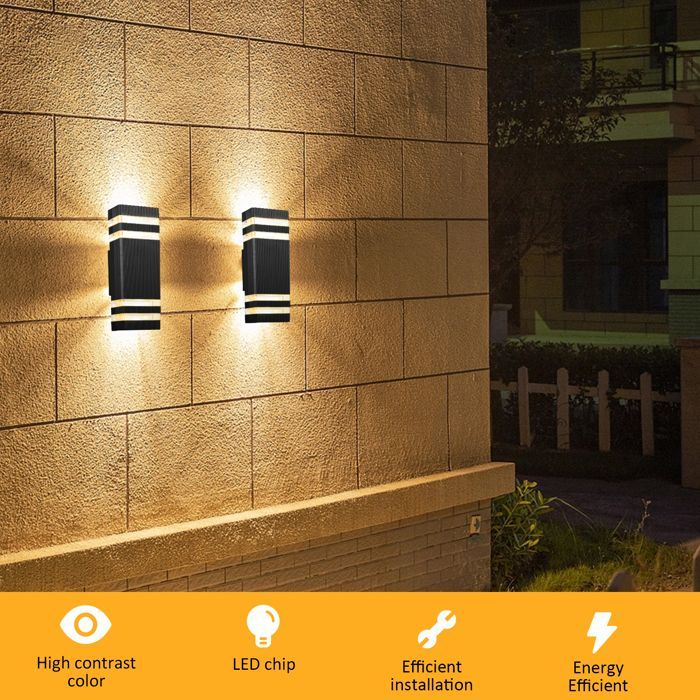 Aplique de pared LED para exteriores de 2 piezas, lámpara de pared exterior impermeable IP65, aplique de pared moderno color antracita