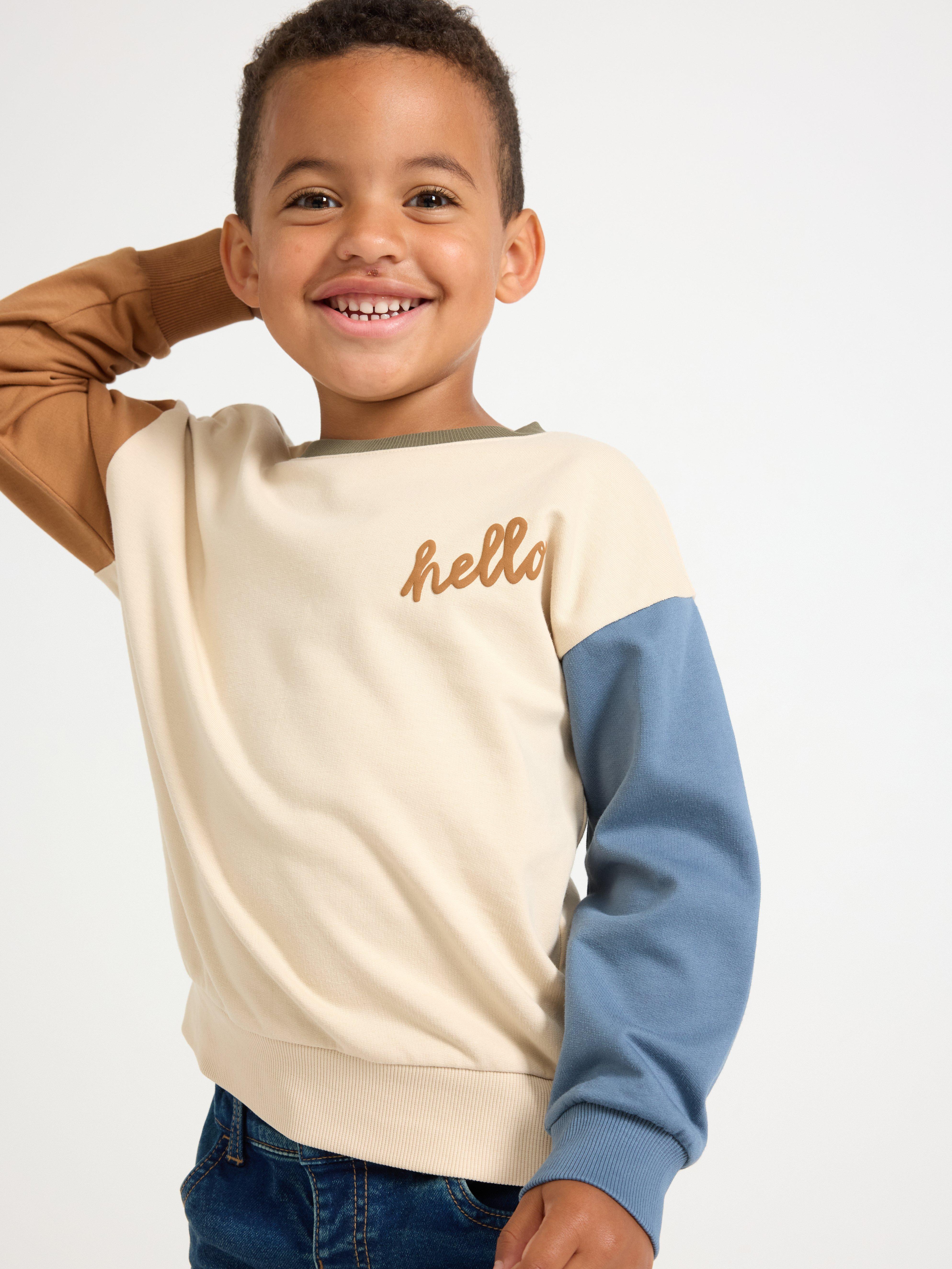 Sweatshirt med borstad insida Light Beige