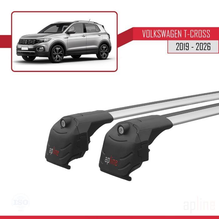 Compatibel met Volkswagen T-Cross (C11) 2019-2026 ACE-2 dakdragers, autobagagedrager, grijs aluminium, 2 stangen