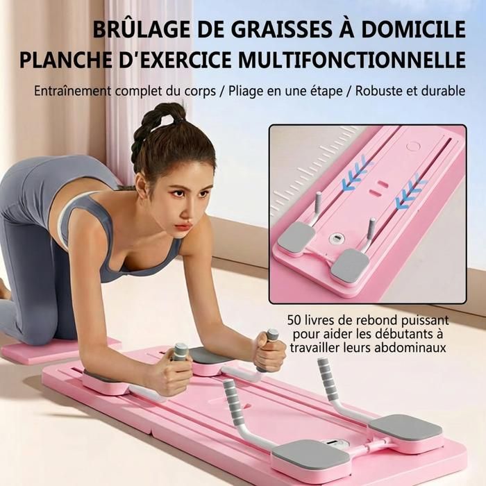 Tabla abdominal multifuncional - Máquina de entrenamiento de core y pilates para fortalecer los músculos - Entrenamiento de core - Rosa