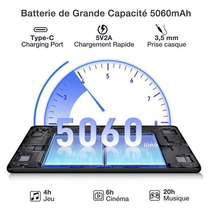 DOOGEE U10 10-inch Android-tablet, 9 GB RAM + 128 GB ROM (1 TB TF-kaart), WiFi 6, quad-core processor / 5060 mAh batterij / 8 MP + 5 MP camera, grijs