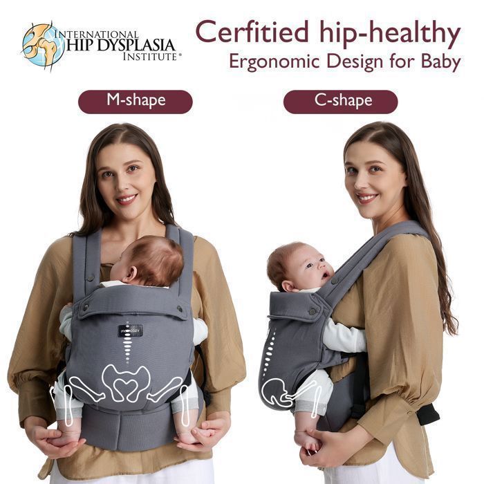 Momcozy Babytrage, ergonomische Babytrage, geeignet für Babys von 3,2 bis 20 kg, Grau