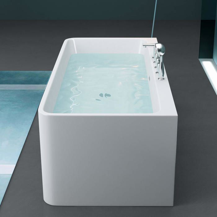 Vasca da bagno rettangolare freestanding in acrilico bianco 180x80x58 cm con troppopieno e rubinetto - Mai & Mai V601MA